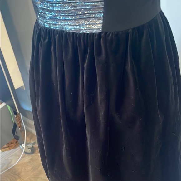 Velvet  Black and Silver Strapless Dress - Picture 3 of 4
